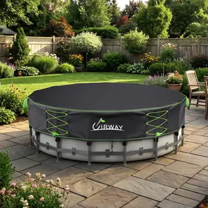 UIRWAY 800D Round Pool Cover with Reflective Strips, Swimming Pool Cover for Above Ground Pools, Solar Cover Including Rope Tie and Luminous