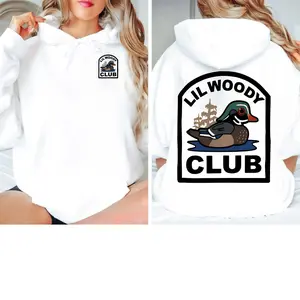 Lil Woody Club Hoodie, Unique Wooden Duck Icon Lover Classic Cotton Hoodie Fabric
