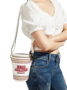 Unique Noodle Bucket Shape Women's Crossbody Bag, Fashionable Shoulder Handbag Gift for Party Halloween Christmas Thanksgiving, Fashion Purses