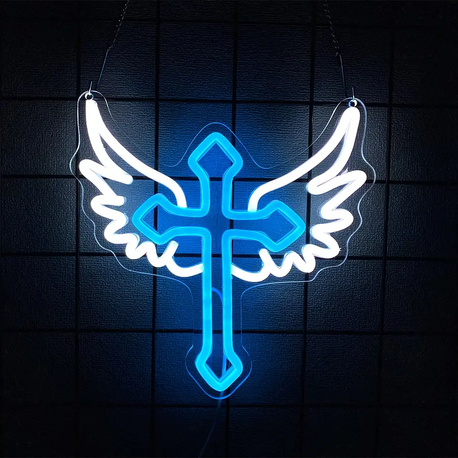 Cross Neon Sign Decorative Neon Sign Jesus Neon Light Sign for Wall Decor Signs for Church Wedding Home Bedroom Party Merry Christmas Easter Christian Gifts