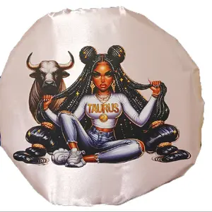 Taurus Zodiac Satin Bonnet – Astrology Queen Protective Hair Bonnet with Bull Symbol | Sleep Hair Wrap for Natural, Braided & Protective Styles