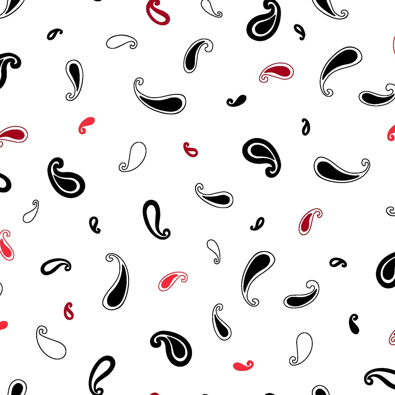 Fabric P & B Textiles White Tossed Paisleys Crimson Royale by the Quarter Yard CROY6067-W