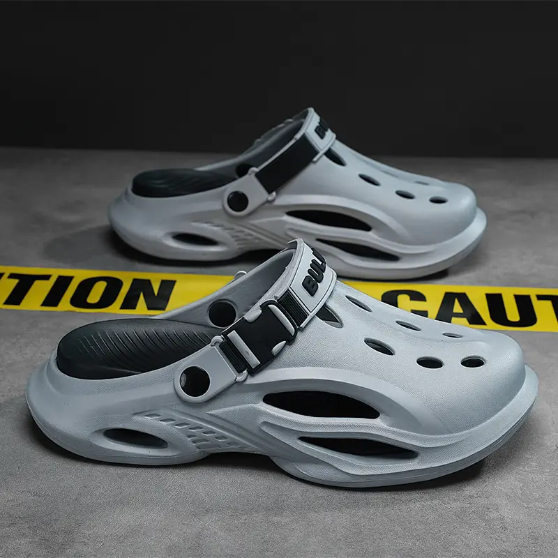 Men's Summer Slippers Outdoor Soft Sole Non-Slip Odor-Resistant Dual-Purpose Closed-Toe Sports Casual Beach Sandals Hollow Shoes