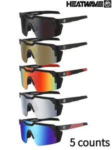 5 Counts Heatwave Style Large Frame Cycling Sunglasses, Polarized Uv400 Sports Goggles, Lightweight Windproof Outdoor Eyewear for MTB Road Bike Running