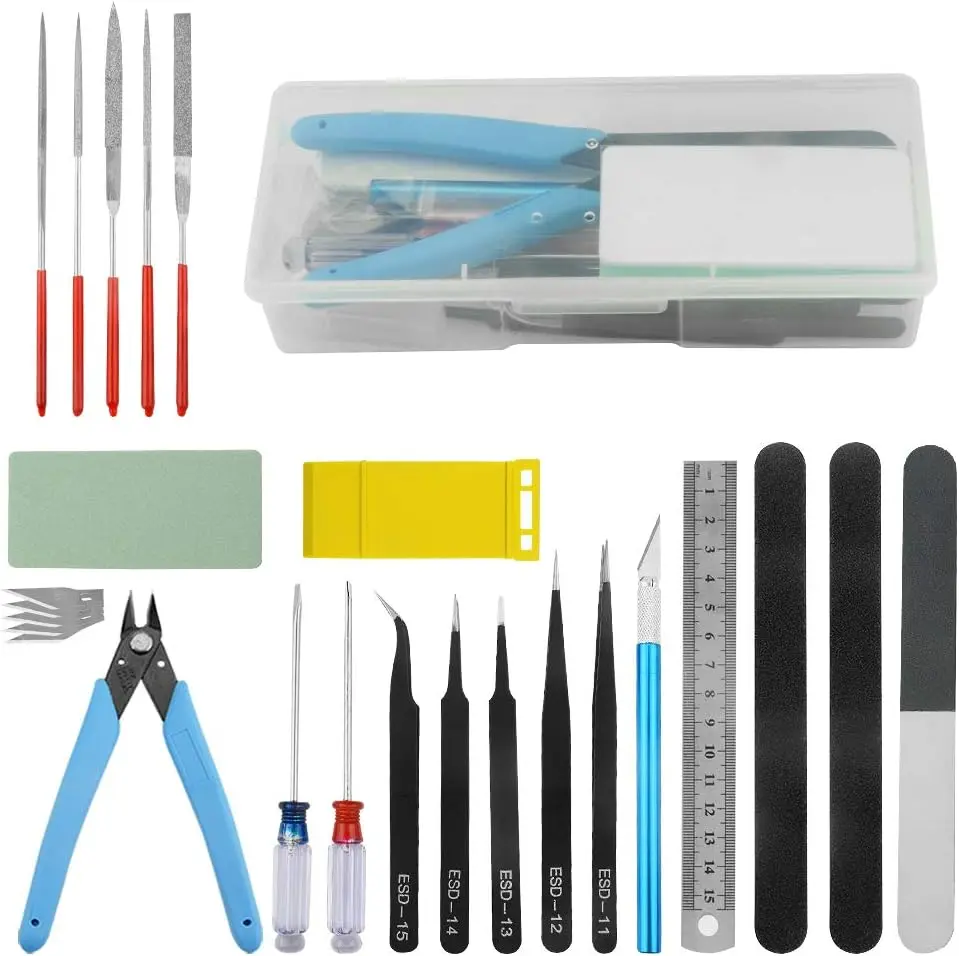 25 count Model Basic Tools Craft Set for Gundam Model Tools Kit with Plastic Box Model Assemble  Hobby Model Building Repairing and Fixing DIY Craft Kit