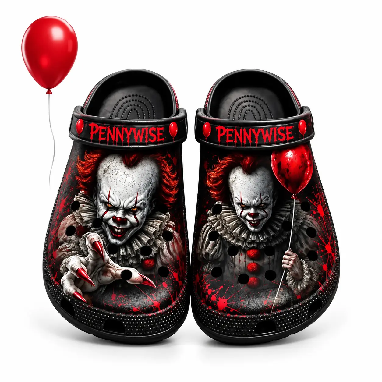 Halloween Horror Clogs, Creepy Graphic Slip-On Shoes, Spooky Garden Sandals, Unisex Lightweight Clogs for Halloween Season