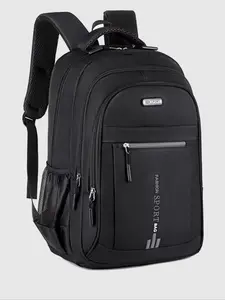 Unisex Nylon Backpack, Large Capacity Business Travel Commuter Bag, Adjustable Straps, Multi-Functional Pockets, Mesh Side Pockets