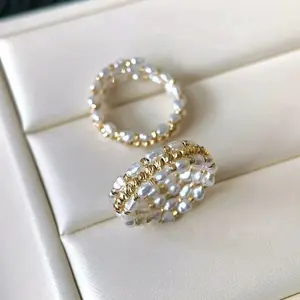 Natural freshwater pearl ring - Kesi small pearls multi-layered ring