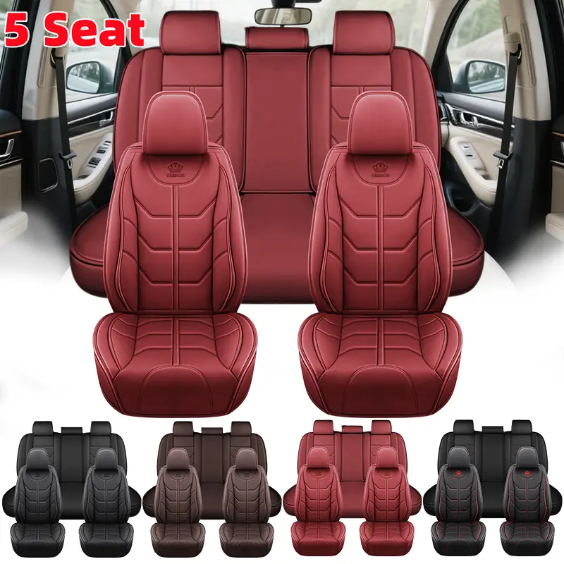 Luxury Waterproof Car Seat Covers for All Five Seats Made of PU Leather Durable Wrinkle Resistant Scratch Proof Protective Covers