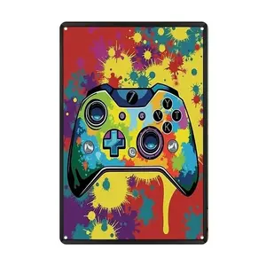 1pc Vibrant Xbox Controller Art with Colorful Splatters Aluminum Wall Sign for Home Office Cafe Bar Garage Decor Holiday and Seasonal Decorations Easy to Hang