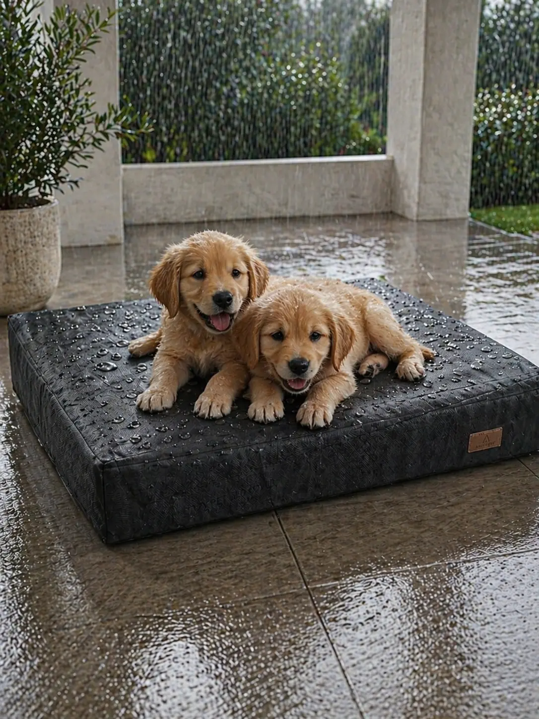 36x27x4 Inch Water-Repellent Dog Bed Cover – Waterproof Heavy Duty Pet Mattress Protector, Soft Plush Fluffy, Washable Removable Zipper Cover Grey/Black