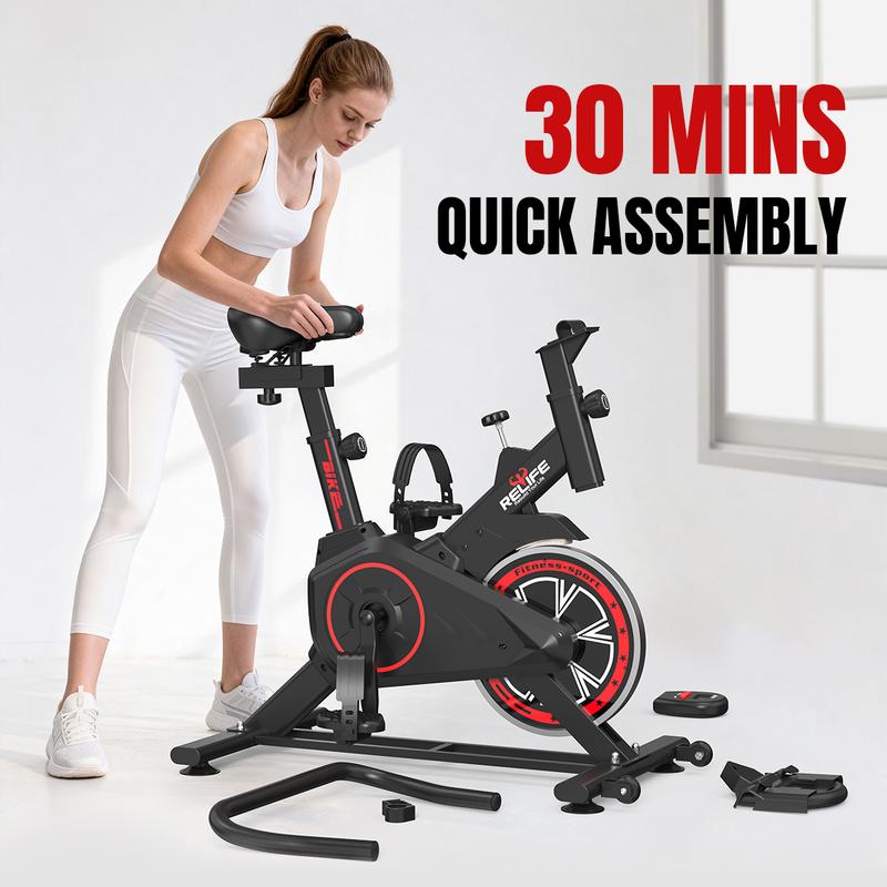 RELIFE REBUILD YOUR LIFE Mini Exercise Bike Compact Stationary Bike Silent Indoor Cycling for Small Space w/Adjustable Seat, Smooth Pedal & Belt Drive