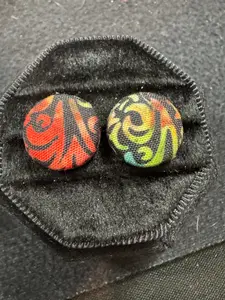 Handmade Firestorm Fabric Button Earrings