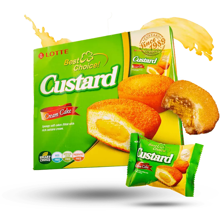 Lotte Custard Cream Cake 12pk Dessert Snack Pastry Sweet Creamy