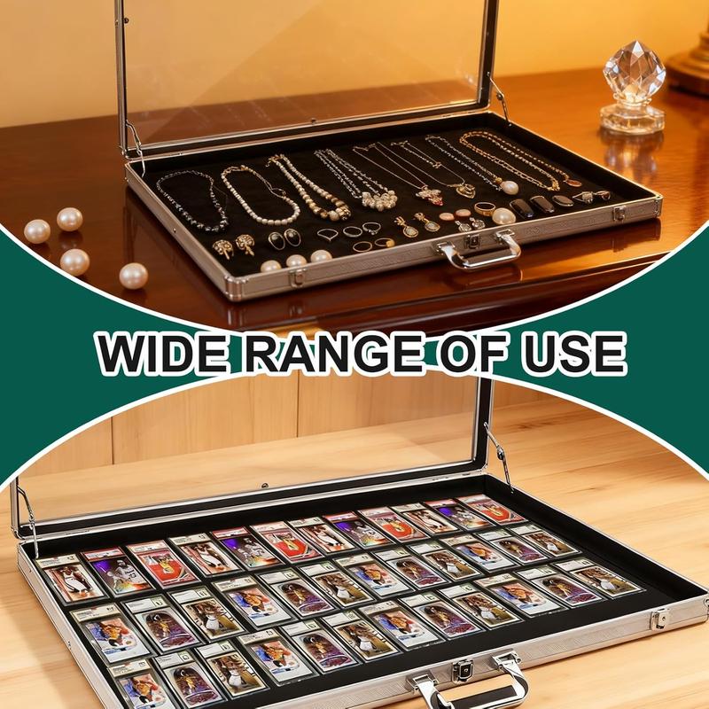 34"x22" Aluminum Acrylic Glass Show Display Case, Lockable Trading Card Show Case, Portable Trade Display Case with Handle, for Collectibles, Accessories, Sport Cards