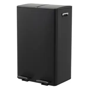 Dual Compartment Stainless Steel Kitchen Trash Can – 2 x 30L (8 Gal) Waste & Recycling Bin, Removable Buckets, Soft-Close Odor-Sealing Lid, Collapsible Pedal, Modern Kitchen Fundamental