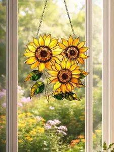 Sunflower Acrylic Suncatcher – Boho Floral Window Hanging, Warm Glow Sun Catcher, Gift for Mom & Grandma
