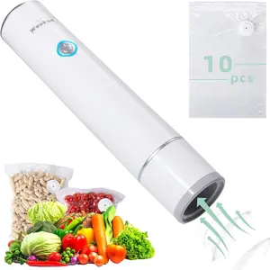 Handheld Vacuum Sealer for  Storage - Portable & Rechargeable, Easy One-Hand Automatic Operation, 1 Vacuum Sealer + 10   Bags (30 Bags Optional)