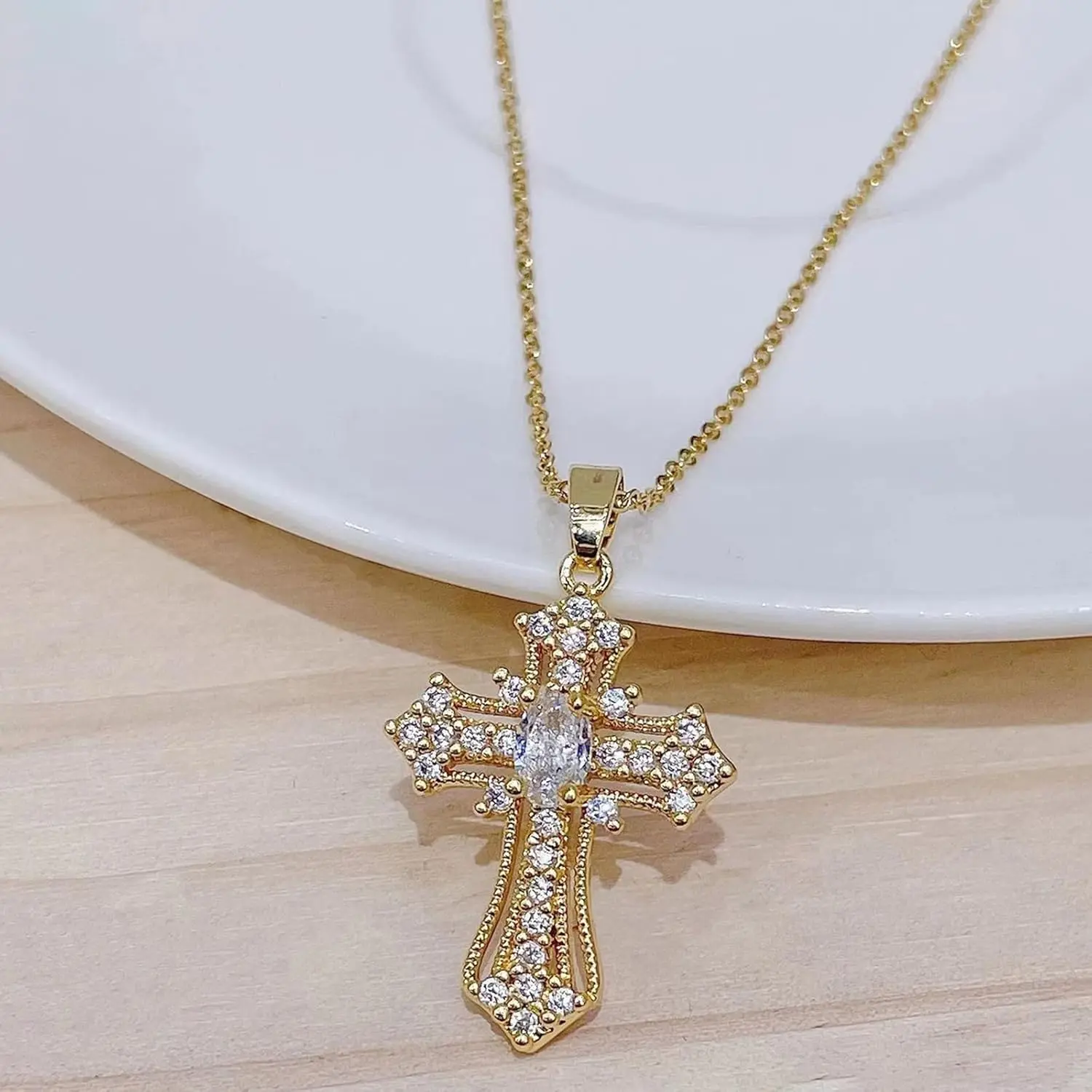Women's retro cross necklace