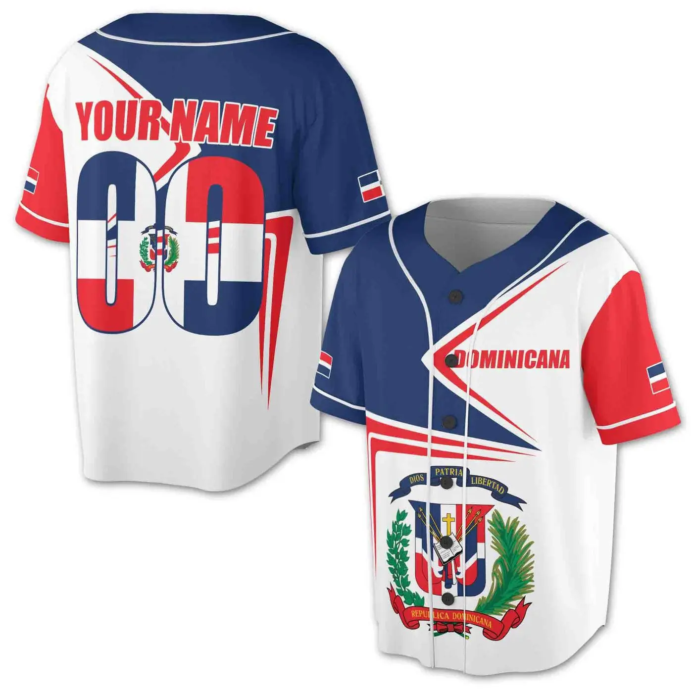 2025 Customized  Dominican Republic Flag Baseball Jersey with Personalized Name & Number - Dominicana Design for Fans