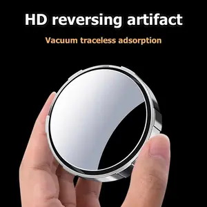 Car Rearview Mirror Suction Cup Small Round Mirror HD Reversing Artifact 360 Auxiliary Ultra-Clear Reflective Blind Spot Large Field of View Wide Angle Vacuum Traceless Adsorption
