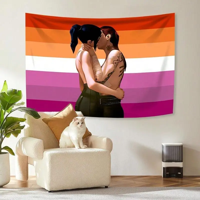 Tapestry  Arcane Lesbian Women Caitlyn Pink Rainbow Caitlyn Tapestry Wall Hanging College Dorm Room Guys Man Cave Art Banner Vintage Blanket Tapestries Tapestry