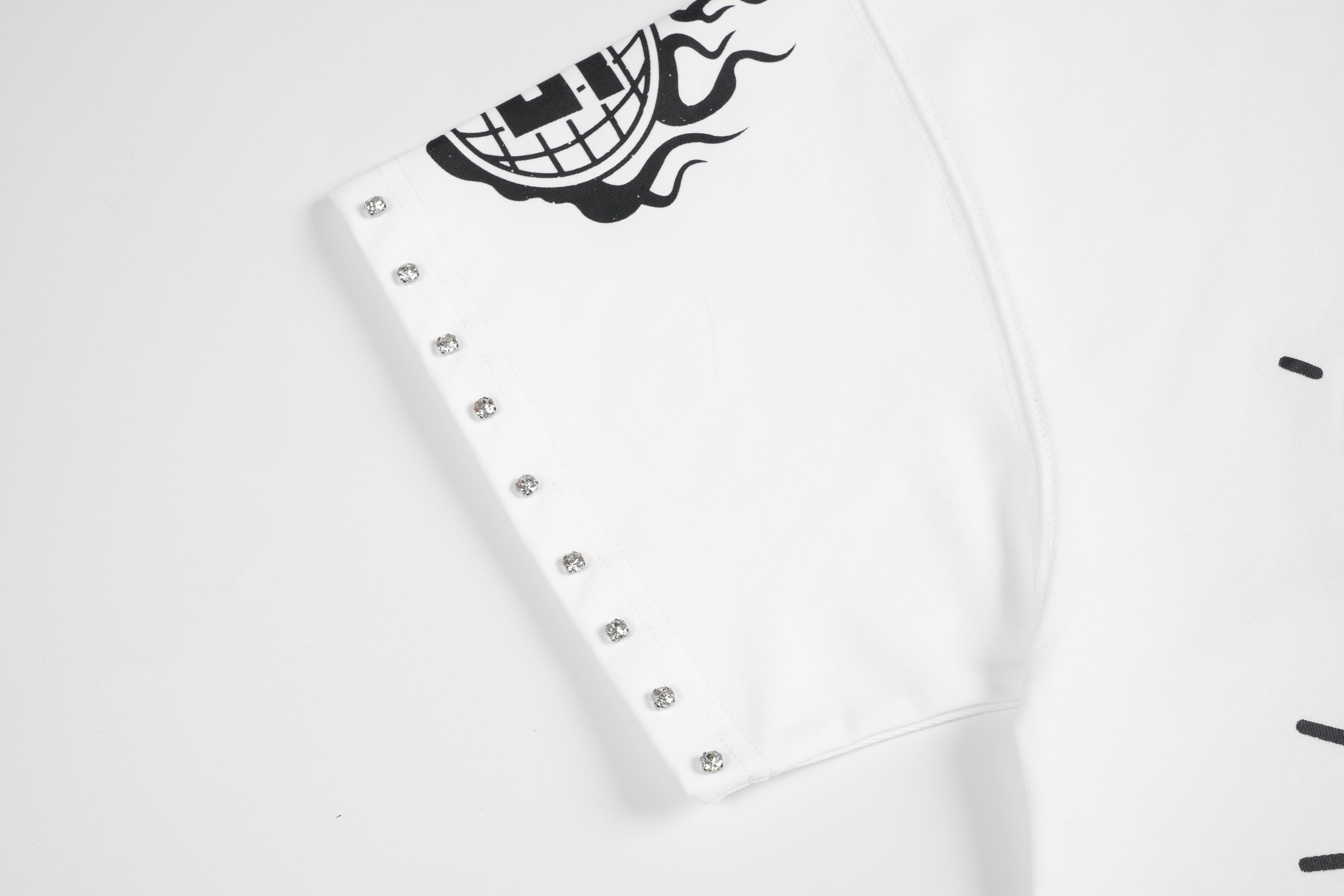 100% Cotton Tee, Rhinestones Casual Over-sized Money Cartoon Graphic T-Shirt Men Streetwear Hip Hop Top