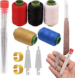 Big Eye Steel Sewing Tool Set, Needle and Thread Kit, Threader and Needle Repair Kit Stainless Steel Needles for Hand Sewing