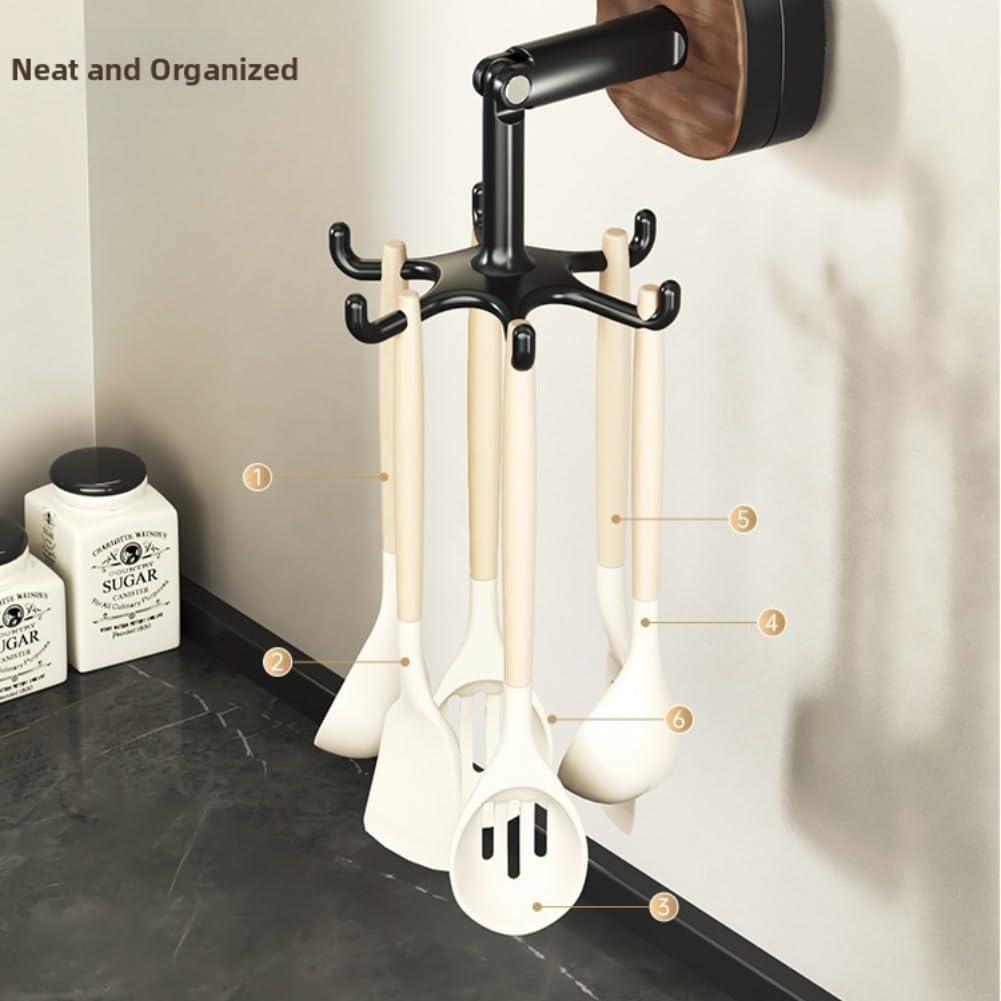 6-Claw Hook for Kitchen Utensils, 360° Rotatable and Foldable, No Drilling Required (vacuum), Wall Mounted Storage, Also for Bathroom, Bedroom, Office 6-Claw Hook for Kitchen Utensils, 360° Rotatable and Foldable, No Drilling Required (vacuum), Wall Mounted Storage, Also for Bathroom, Bedroom, Office