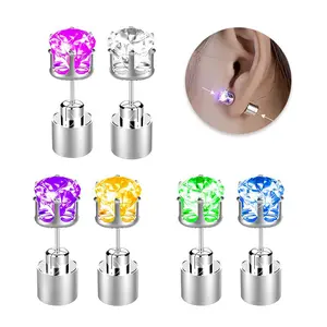 LED Earrings Stylish Earring Studs Crown Shap Ear Drop Stud Wedding Rave Dance Party Night Out Halloween Christmas Decoration Present for Women Men