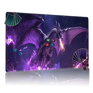 Menacing Purple Dragon Fire Lightning 12x24inch MTG TCG Gaming Playmat - Non-Slip Card Game Mat for Family Party Gift, Perfect for Tabletop Games & Mouse Pad, Non Slip Mousepad
