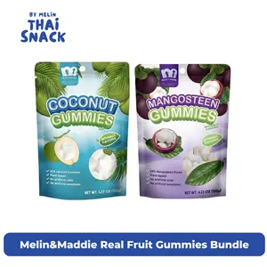Melin & Maddie Real Fruit Gummies - Coconut-Infused Vegan Sweet Snack Candy, 53-65% Fruit/Puree