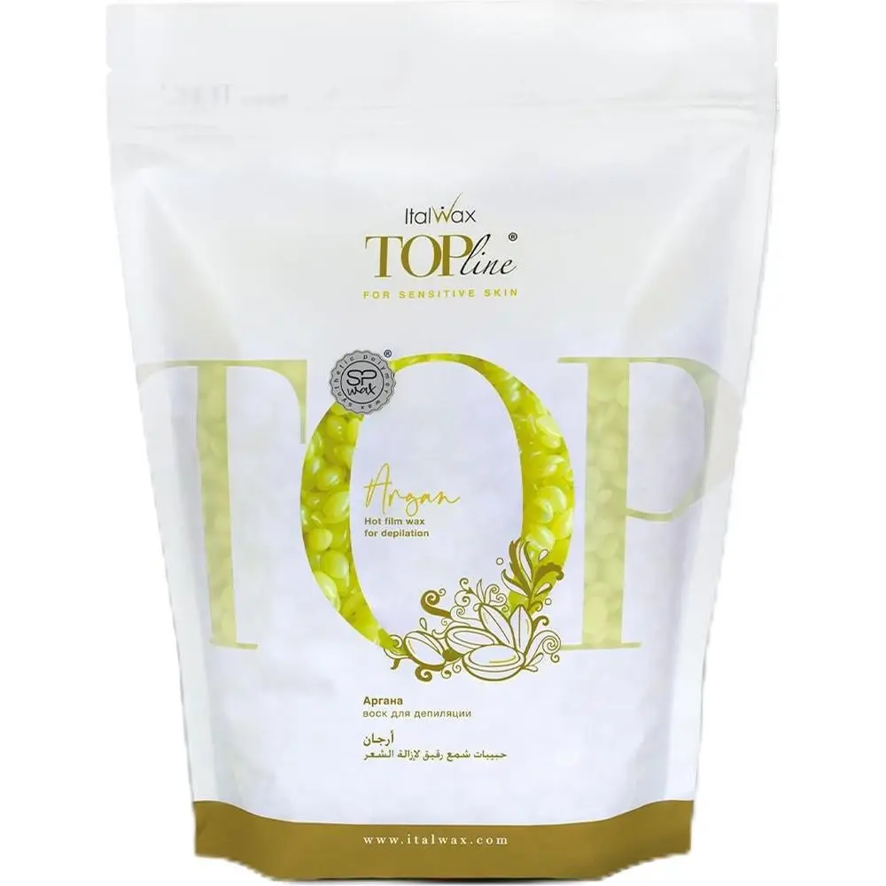 ItalWax Top Formula Synthetic Film Wax - Argan Hard Stripless Beads 1.65 lb Bag for Sensitive Skin Gentle Hair Removal Salon Quality Fragrance