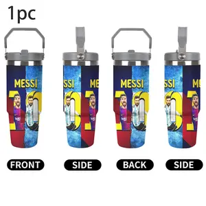 1pc 30oz Insulated Stainless Steel Travel Coffee Mug Tumbler |  Messi number 10 theme Painting Design with Straw and Lid | Durable, Leakproof Water Bottle for Outdoor & Sports | Ideal Gift for Fans, Coffee Bar Accessories,Suitble For Outdoor Camping