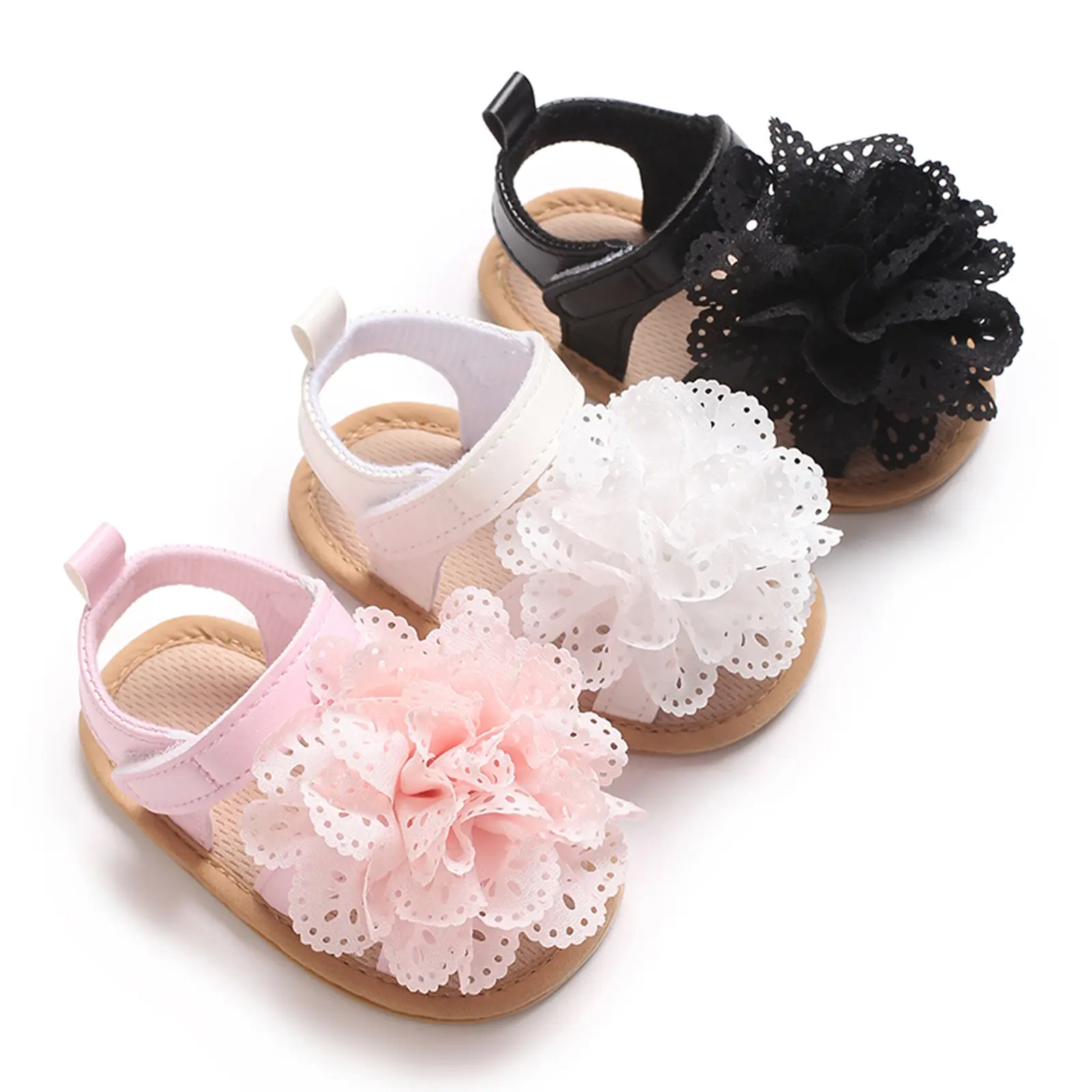 [Lullaby] Baby Girl Sandals, Plaid/Flower Non-slip Summer Flats Toddler Shoes for Casual Daily