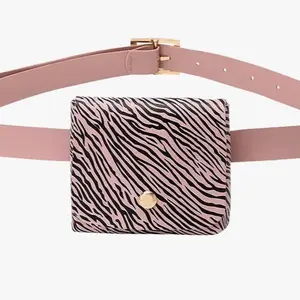 Pink and black purse belt! Striped