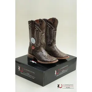 LA HERRADURA EXOTIC PYTHON BOOT CAFE VIDRIADO SQ. TOE
