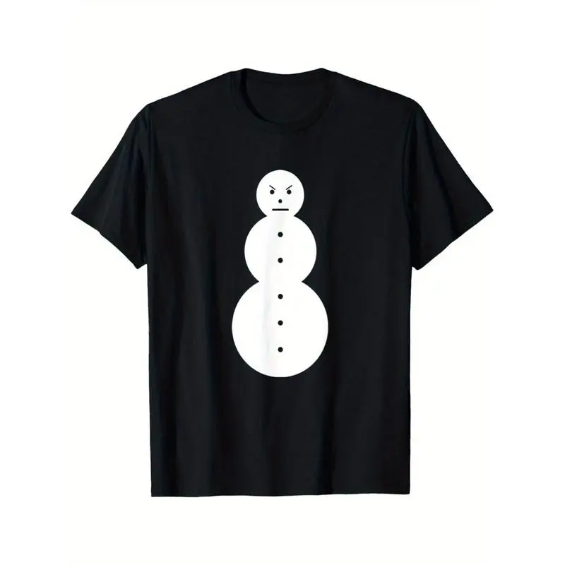 Men's Jeezy Snowman Graphic Tshirt - Casual Short Sleeve Round Neck Casual T-shirts with Humorous Retro Print, Inclusive Size Range for Parties, Chic, Korean, Preppy, Graphic Print, Pure Cotton, Cute, Vintage, Watch Party, Streetwear, Japanese, Basic, Fas