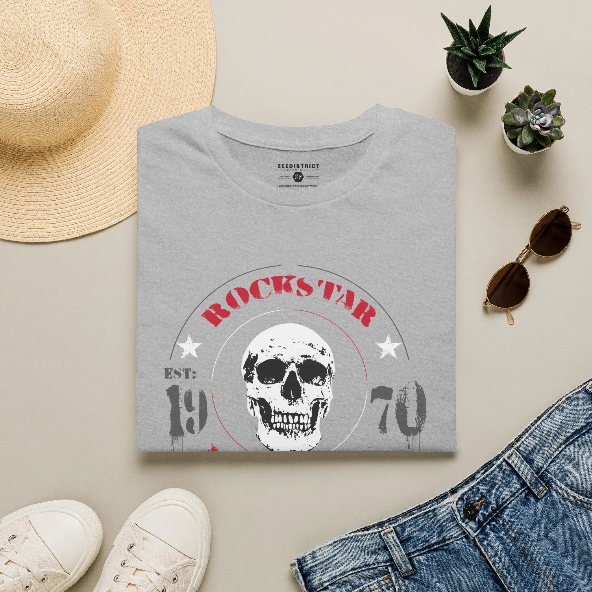 Rockstar Never Dies Vintage Skull Graphic Tee