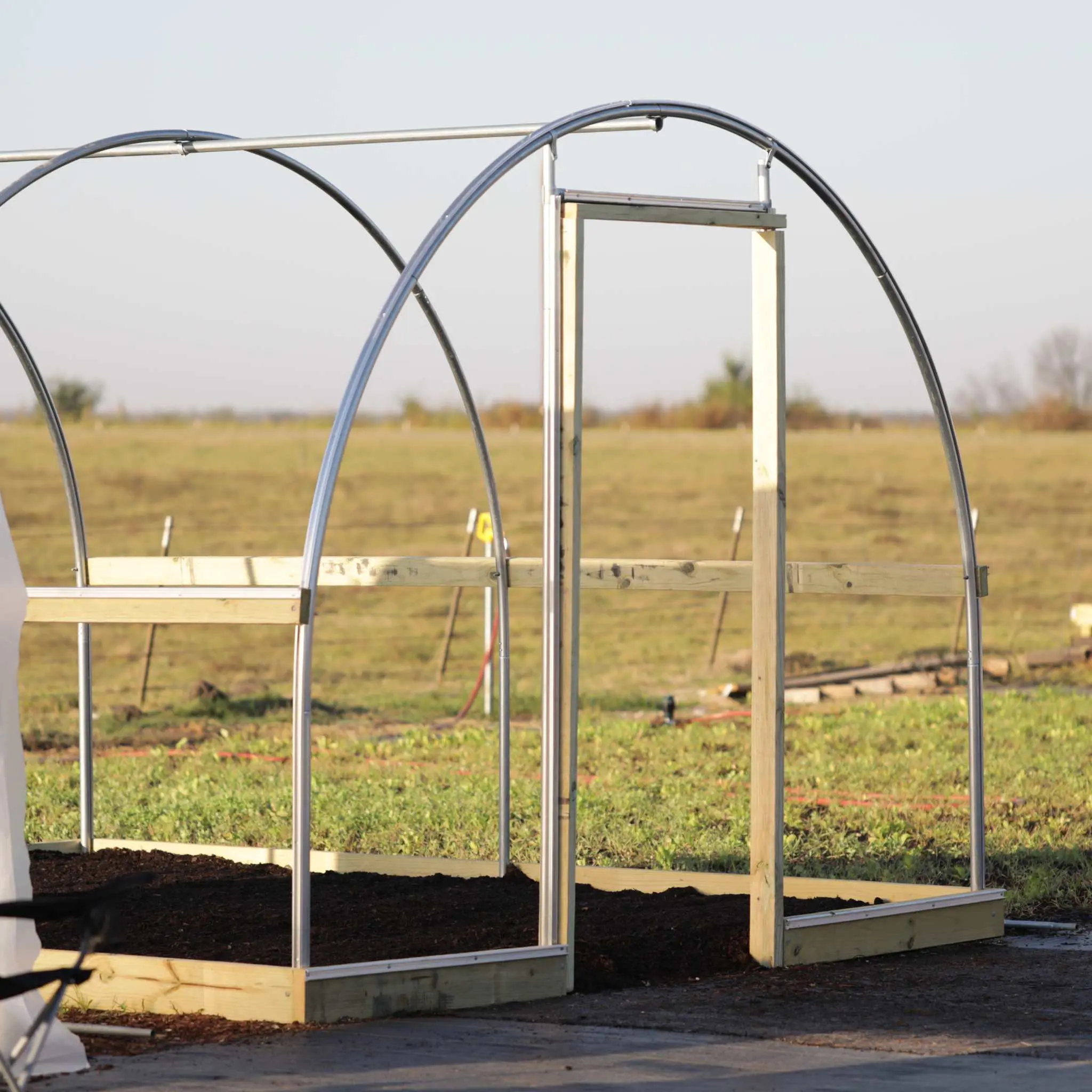 10x12 Hobby Greenhouse End Wall Door Frame Kit - Includes 1 3/8x36in Crossbar Pipe, 2 Packs 1x36in Ground Stakes, 2 Packs 1 3/8in Clamshell Fittings, Creates Rigid Frame, (1) 1 3/8 Inch × 36 Inch Crossbar Pipe