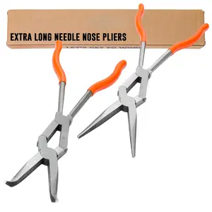 2pc 13" Extra Long Pliers Set – Needle Nose & 45 °   Bent Nose Pliers – Double Jointed Tools for Tight Spaces – Ideal for Automotive & Electrical Work