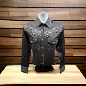 VA3543 LONG SLEEVE EMBROIDORED WESTERN SHIRT BLACK/SILVER