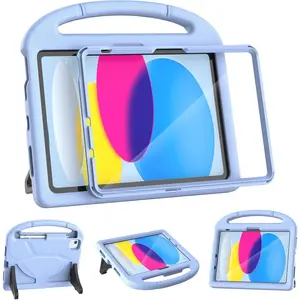 Case for iPad (A16) 11th Generation 11 Inch 2025 & iPad 10th Generation 10.9 inch 2022, with Built-in Screen Protector and  Stand, Full  Shockproof Protective Cover - Light Blue