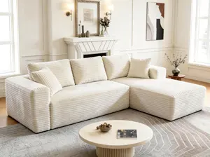 【Deals For You】ModemHub 108" Sectional Cloud Sofa for Living Room,L-Shaped Modular Boneless Couch,Plush Corduroy,Modern Modular Sofa with Deep Seat,Comfy Couches Set White