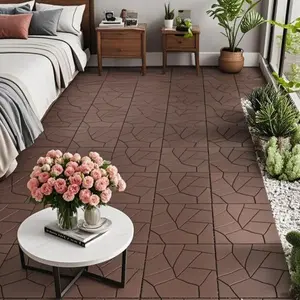 Stone Style Plastic Interlocking Deck Tiles,44PCS,12"x12"Square Waterproof Outdoor All Weather Use, Outdoor and Indoor Patio Decking Tiles