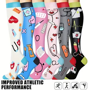 Name 6 Pairs Compression Sports Socks Unisex Lightweight Casual Mid-Calf Socks for Running Cycling Soccer Hiking Outdoor Activities Travel Improved Athletic Performance thigh high socks socks for women compression socks women