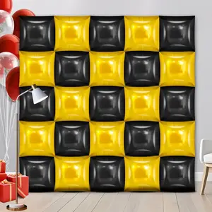 25 PCS 19inches Black and Gold Square Foil Balloons Wall| Double Sided Cube Balloons Tunnel Arch Kit - Ideal for Birthday, Wedding, Anniversary Background Decorations(Black,Gold)