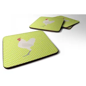 Carolines Treasures  German Langshan Chicken Green Foam Coaster, Set of 4