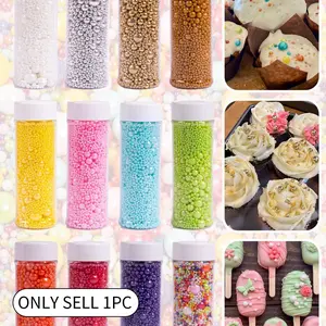 130g/4.59oz Cake Decorating Sugar Pearls, Colorful Round Pearl Decorative Candies, perfect for decorating cakes, baked desserts, cupcakes, cookies, donuts and ice cream treats. Suitable for dessert decorations at weddings, birthdays, parties, Valentine's