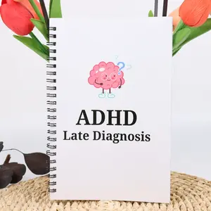 Adhd Late Diagnosis Theme Spiral Notebook, Adult Adhd Self-Management Workbook, Overcome Procrastination, Cartoon Brain Pattern Healing Journal